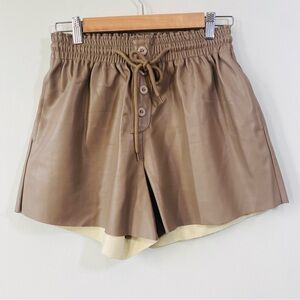 High Waist Tan Faux Leather Shorts
